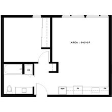 1 Bed, 1 Bath - Apt G 617 floor plan